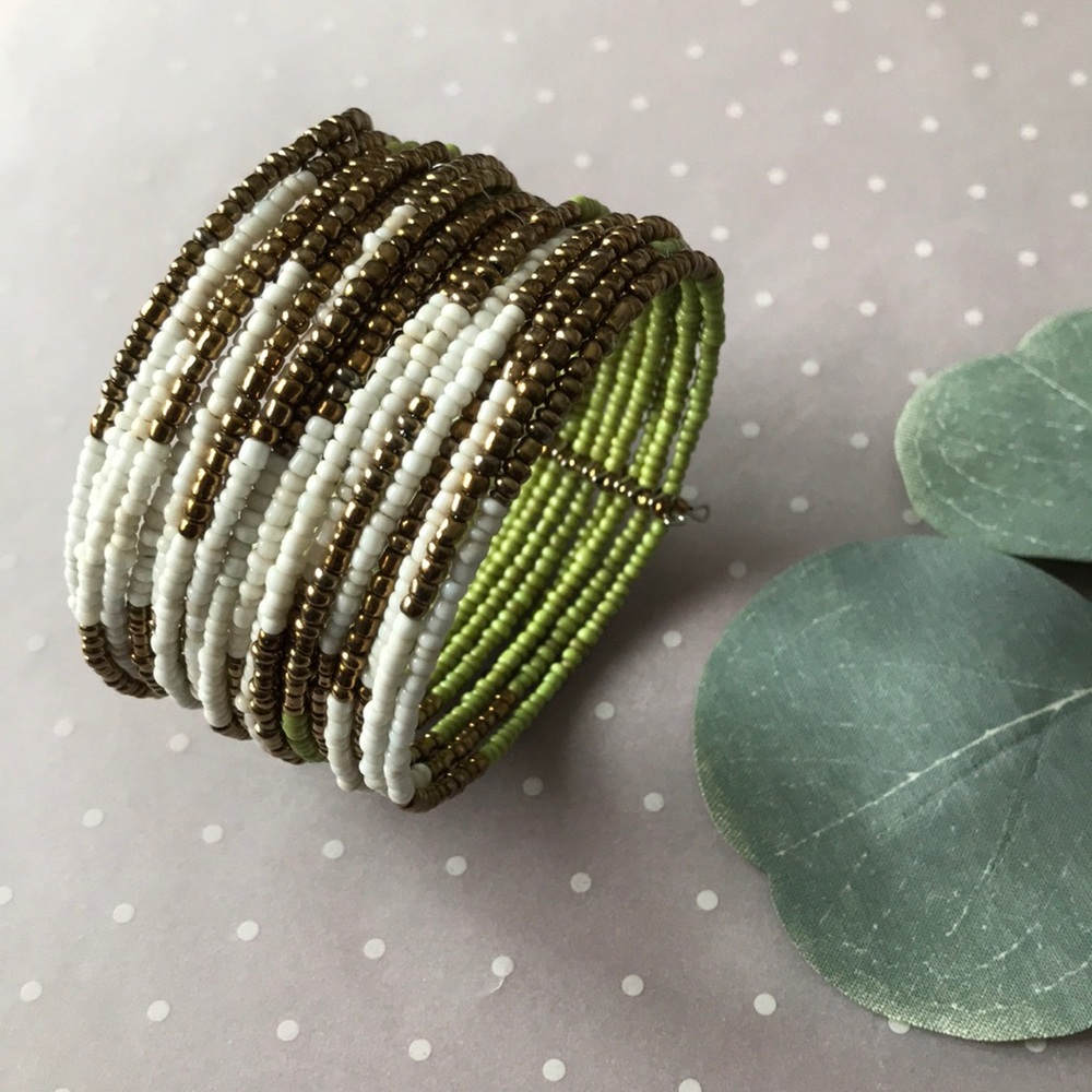 ⭐️3/$15 Artisan-made cuff beaded bracelet, never worn.